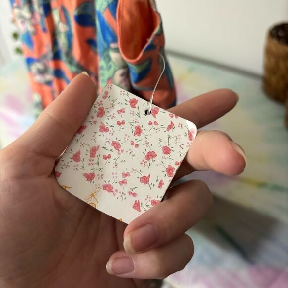 NWT FREE PEOPLE Dear You Dress Drawstring Waist Ruffle Straps Rayon Orange M nwt - Picture 6 of 11